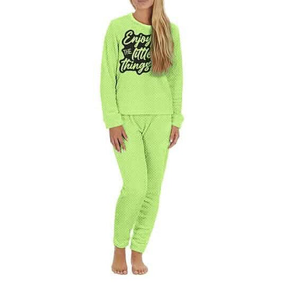 2-Piece Set: Women's Plush Popcorn Knit Top and Jogger Pants Pajama Set (Plus Size)