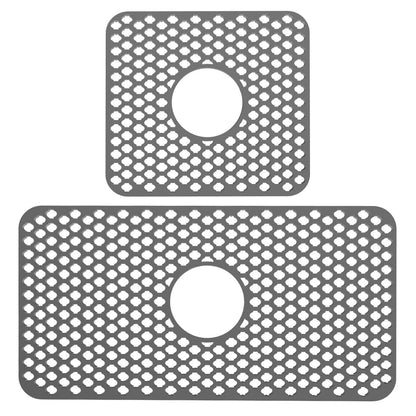 2-Piece: Silicon Grid Sink Mat with Central Drain Hole