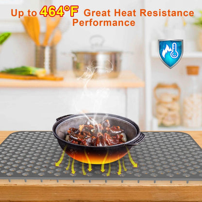 2-Piece: Silicon Grid Sink Mat with Central Drain Hole