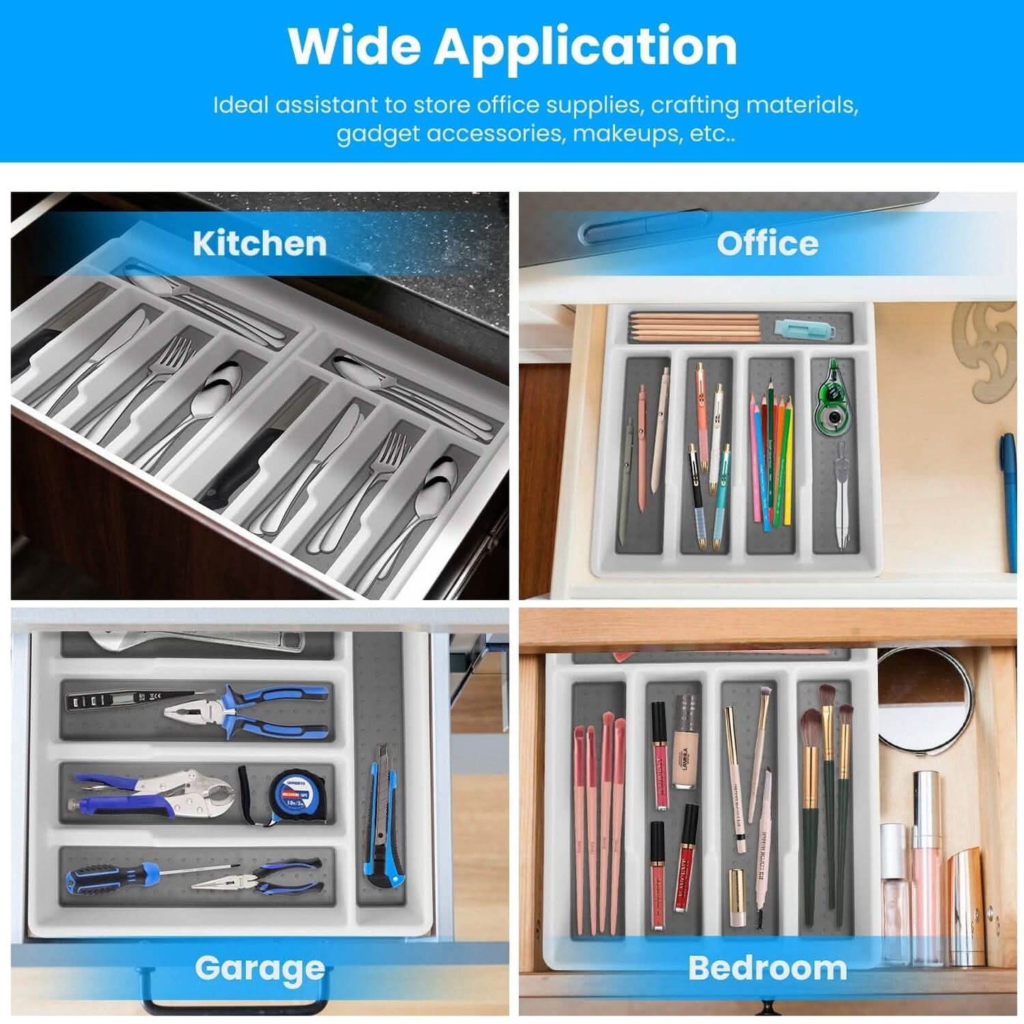 2-Piece: Silverware Utensil Organizer