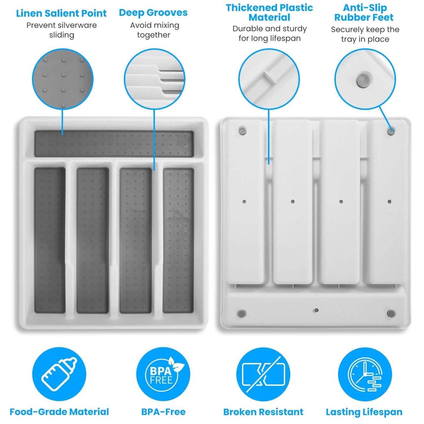 2-Piece: Silverware Utensil Organizer
