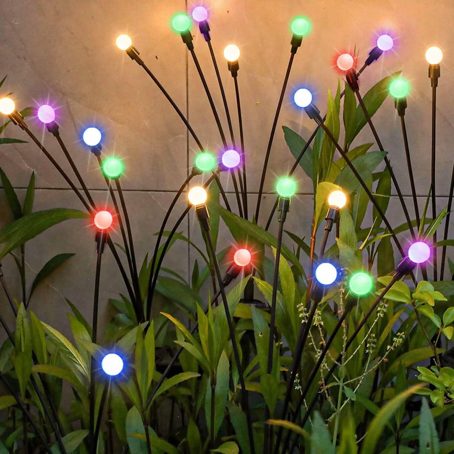 2-Piece: Solar Firefly Lights Swaying Decorative Pathway Lamp