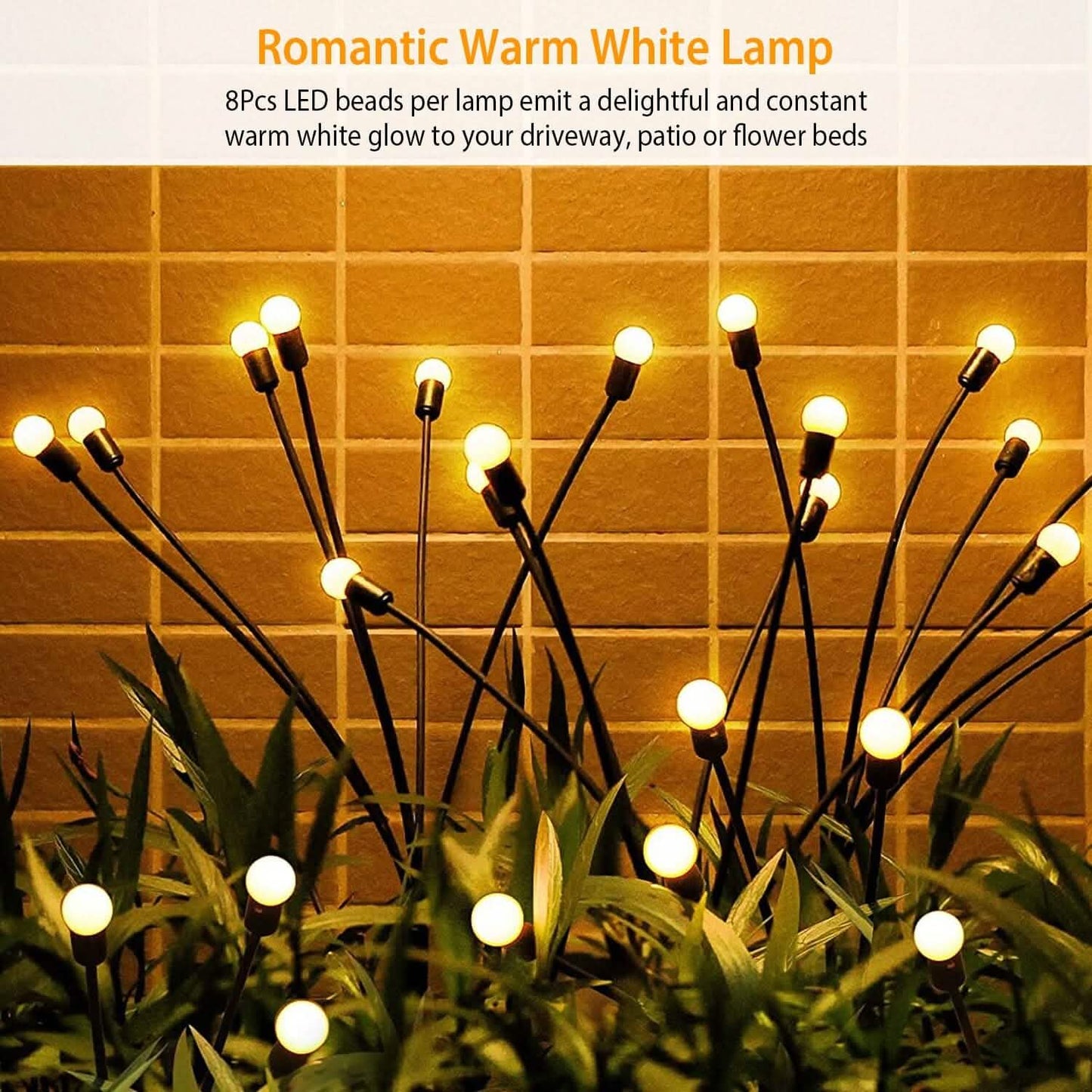 2-Piece: Solar Firefly Lights Swaying Decorative Pathway Lamp