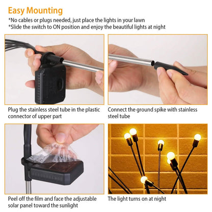 2-Piece: Solar Firefly Lights Swaying Decorative Pathway Lamp