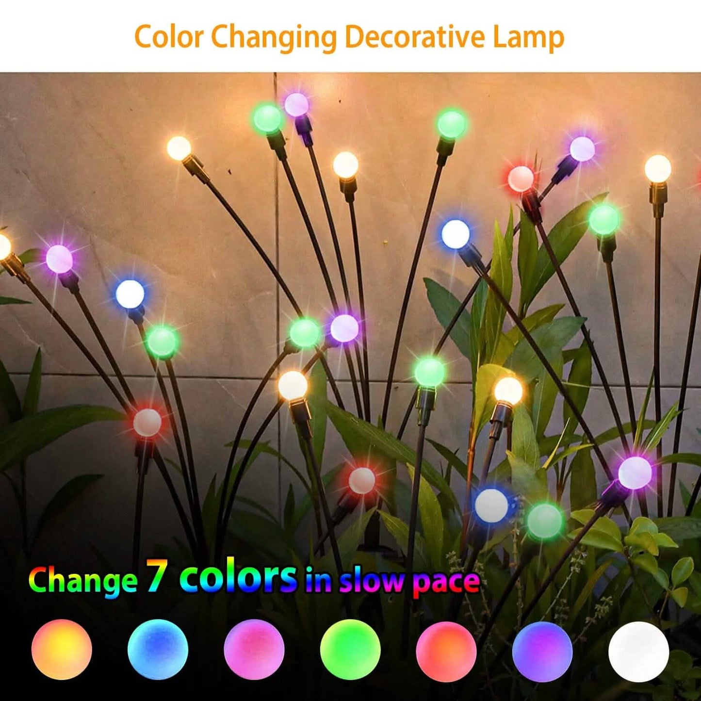 2-Piece: Solar Firefly Lights Swaying Decorative Pathway Lamp