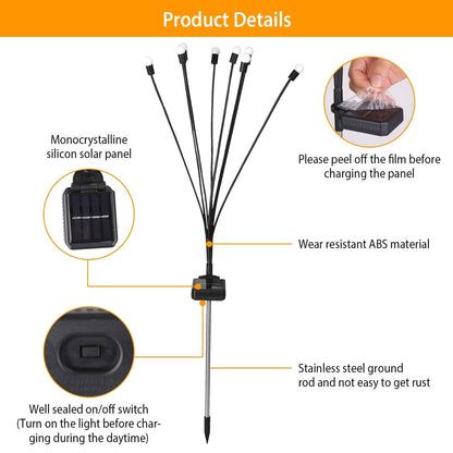 2-Piece: Solar Firefly Lights Swaying Decorative Pathway Lamp