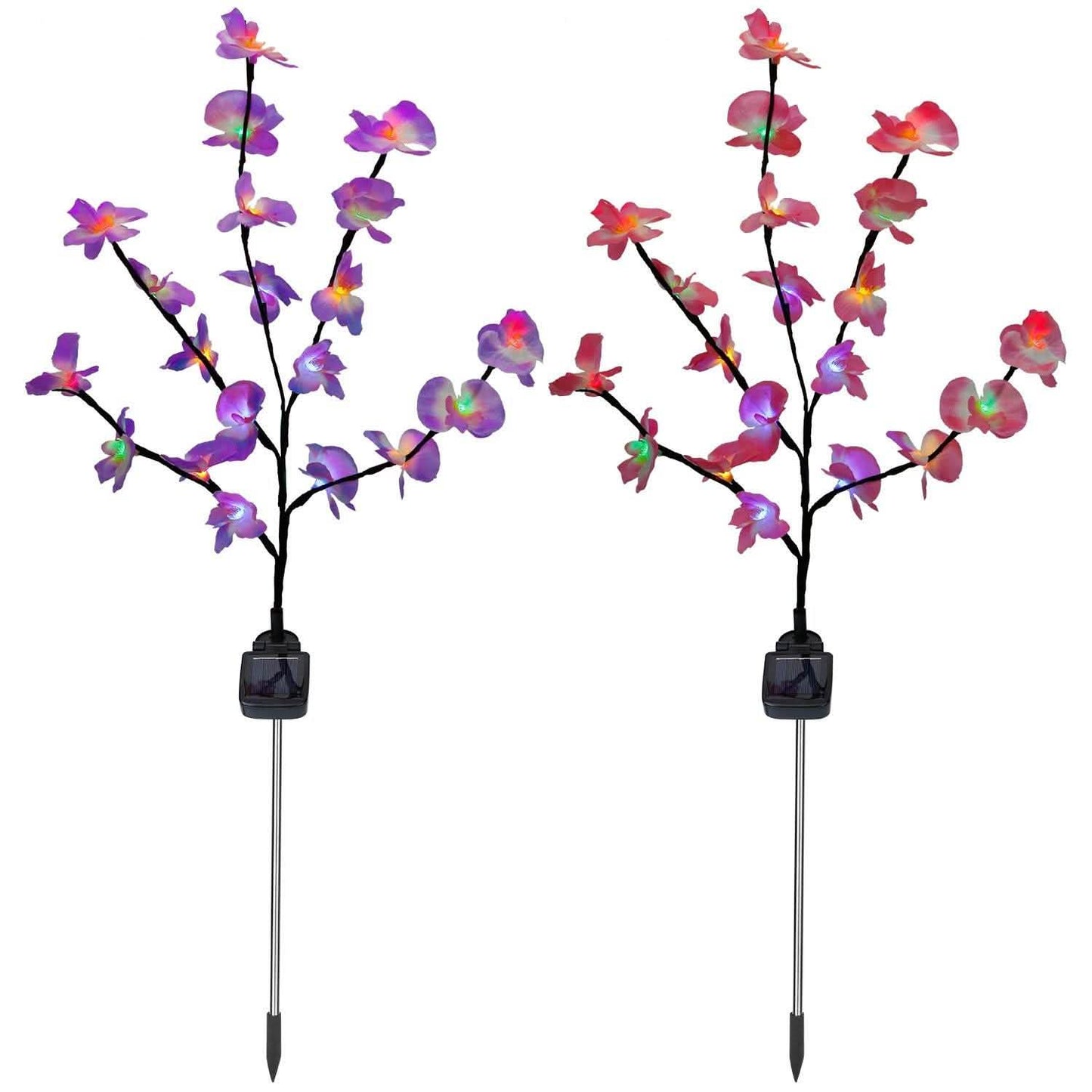 2-Piece: Solar Powered Garden Light Orchid