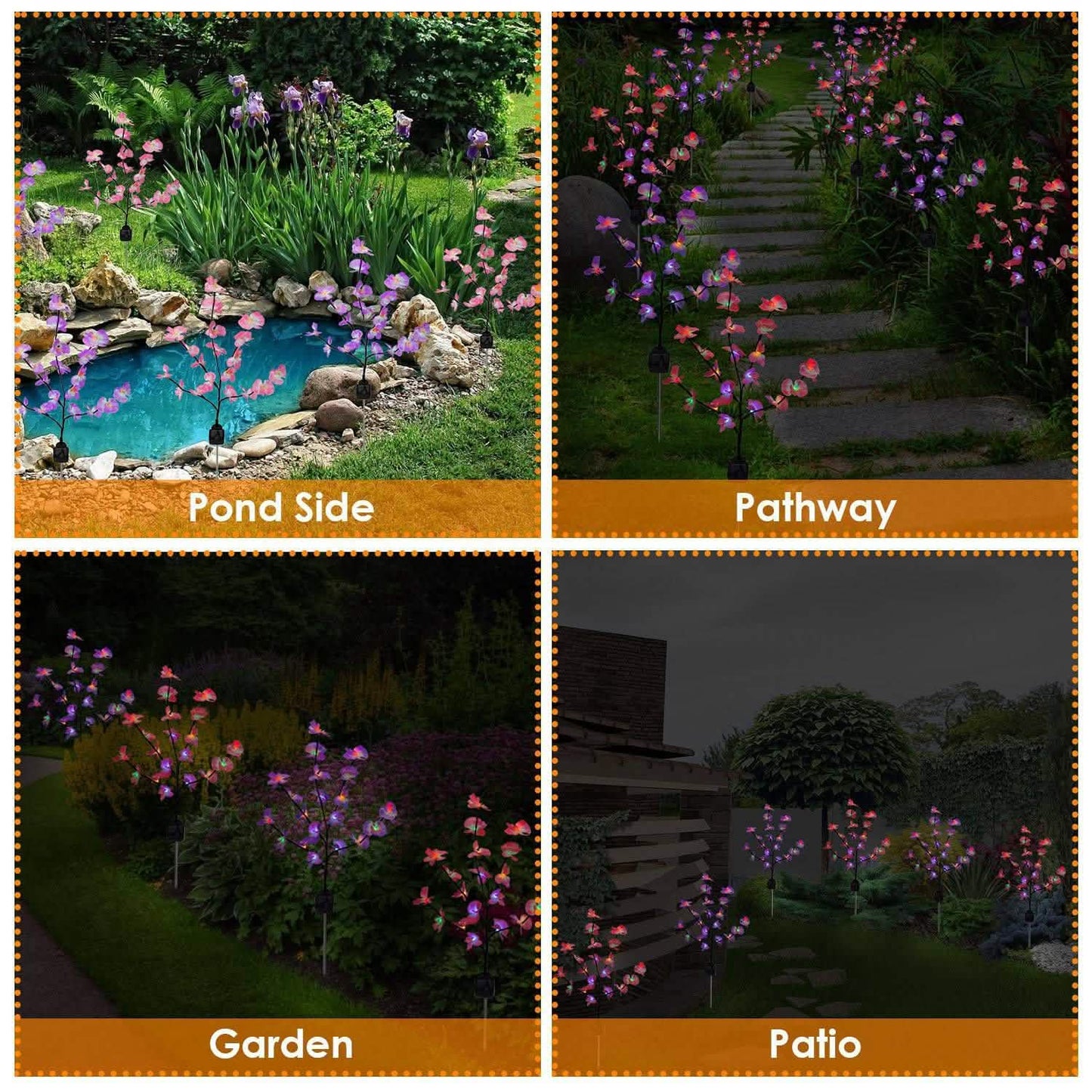 2-Piece: Solar Powered Garden Light Orchid
