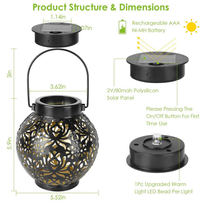 2-Piece: Solar Powered Hanging Lights