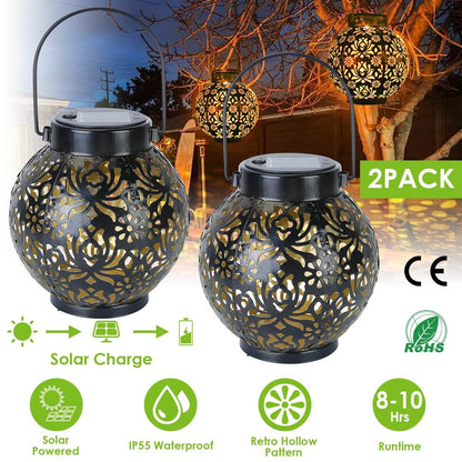 2-Piece: Solar Powered Hanging Lights