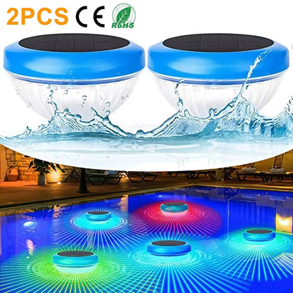 2-Piece: Solar Powered LED Pool Light Gradient Multicolor Changing