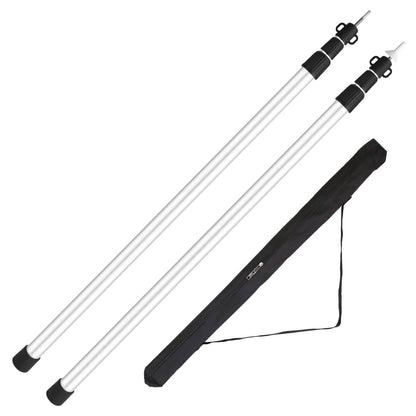 2-Piece: Telescoping Tarp Poles Portable Aluminum Awning Poles