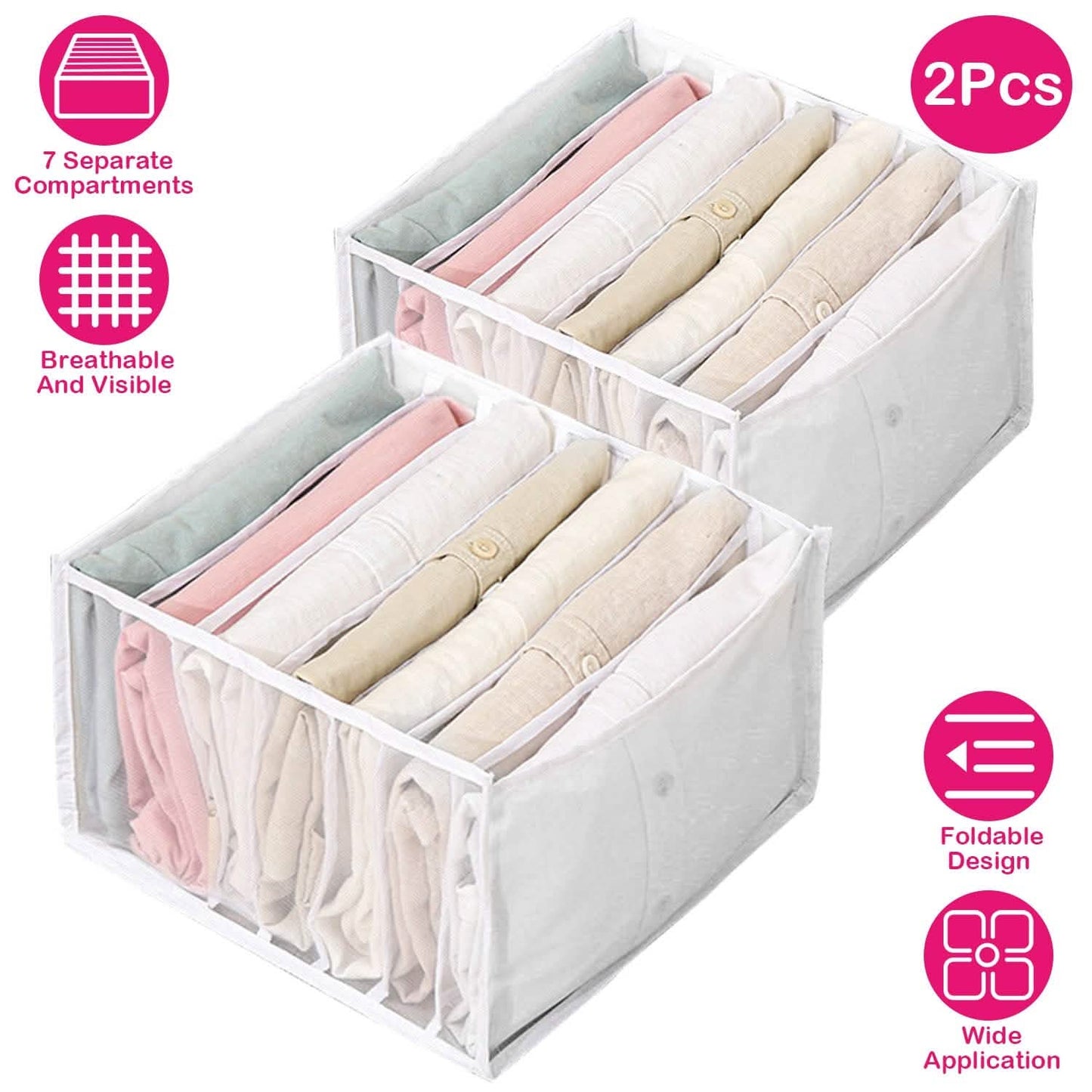 2-Piece: Wardrobe Clothes Organizer