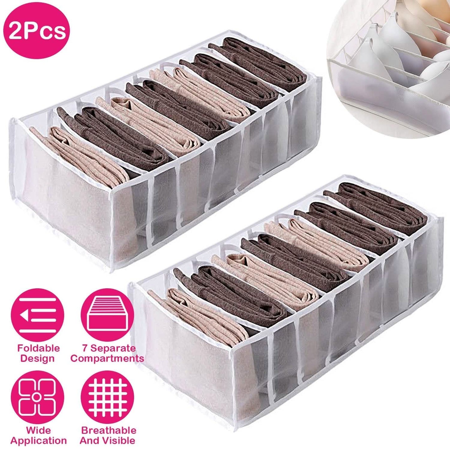 2-Piece: Wardrobe Clothes Organizer