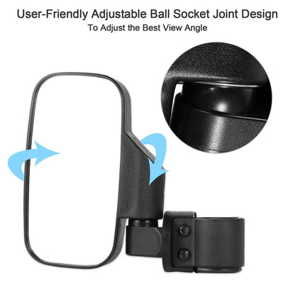 2-Piece: Wide Rear View Mirror