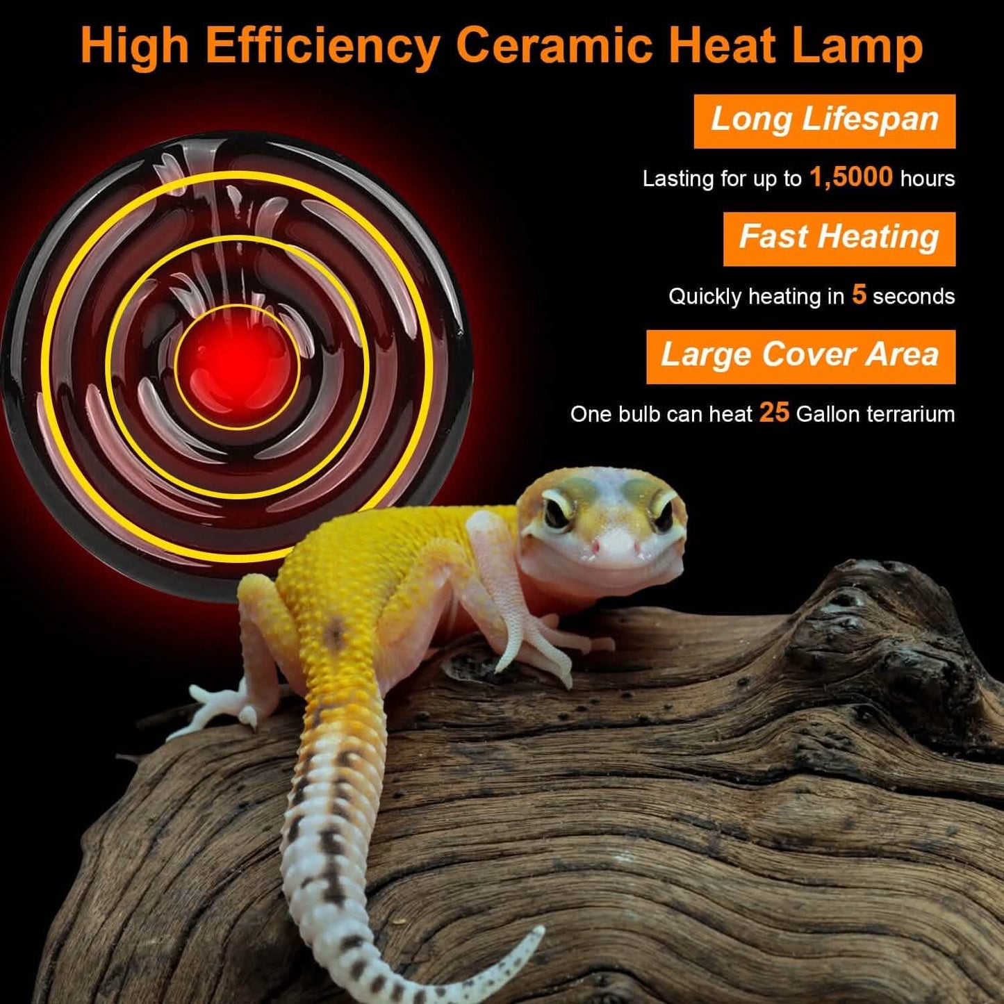 2-Pieces: 150W Infrared Reptile Heat Lamp No Light Emitting