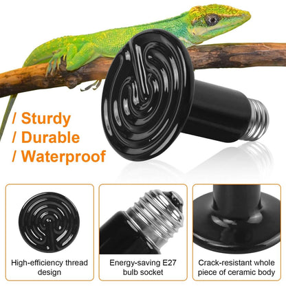 2-Pieces: 150W Infrared Reptile Heat Lamp No Light Emitting