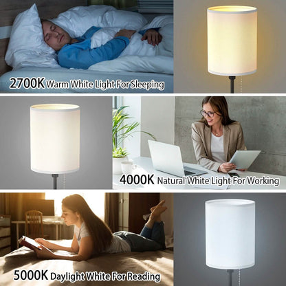 2-Pieces: Bedside Lamps 3 Color Modes USB C+A AC Output Ports Pull Chain