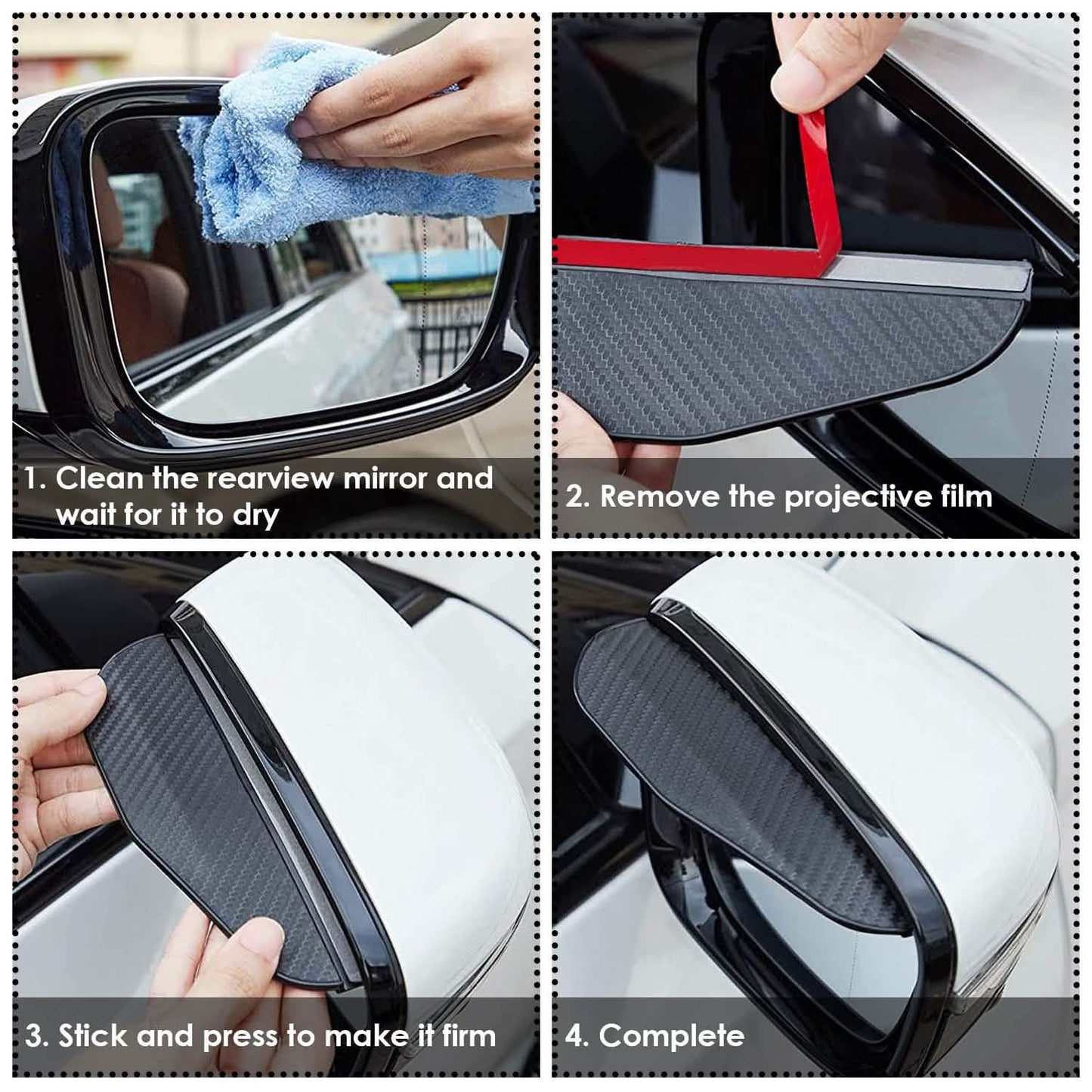 2-Pieces: Car Side Mirror Rain Guard
