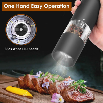 2-Pieces: Electric Salt and Pepper Grinder Battery Powered with Adjustable Coarseness