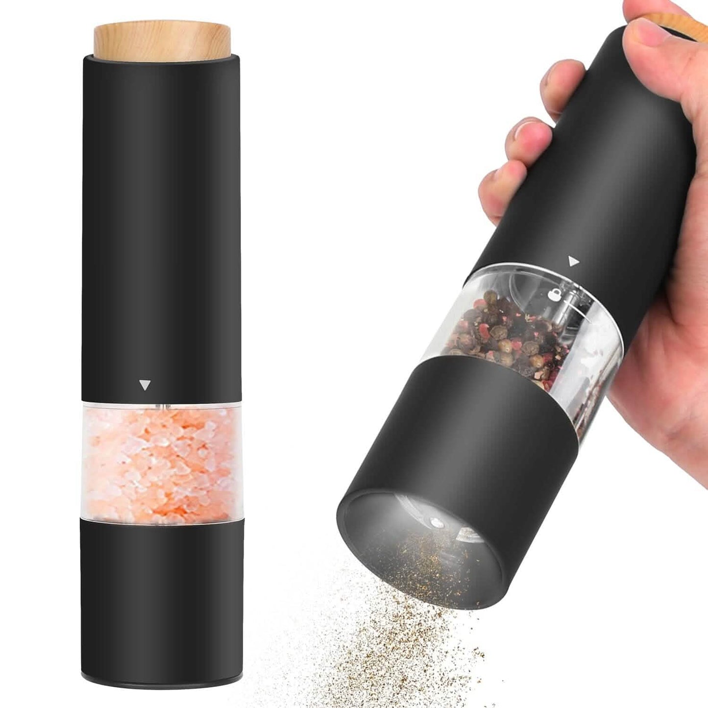 2-Pieces: Electric Salt and Pepper Grinder Battery Powered with Adjustable Coarseness