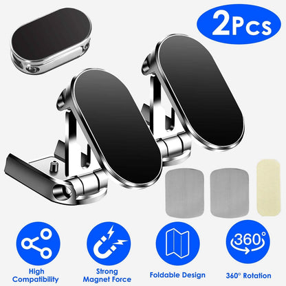 2-Pieces: Foldable Magnetic Car Phone Holder