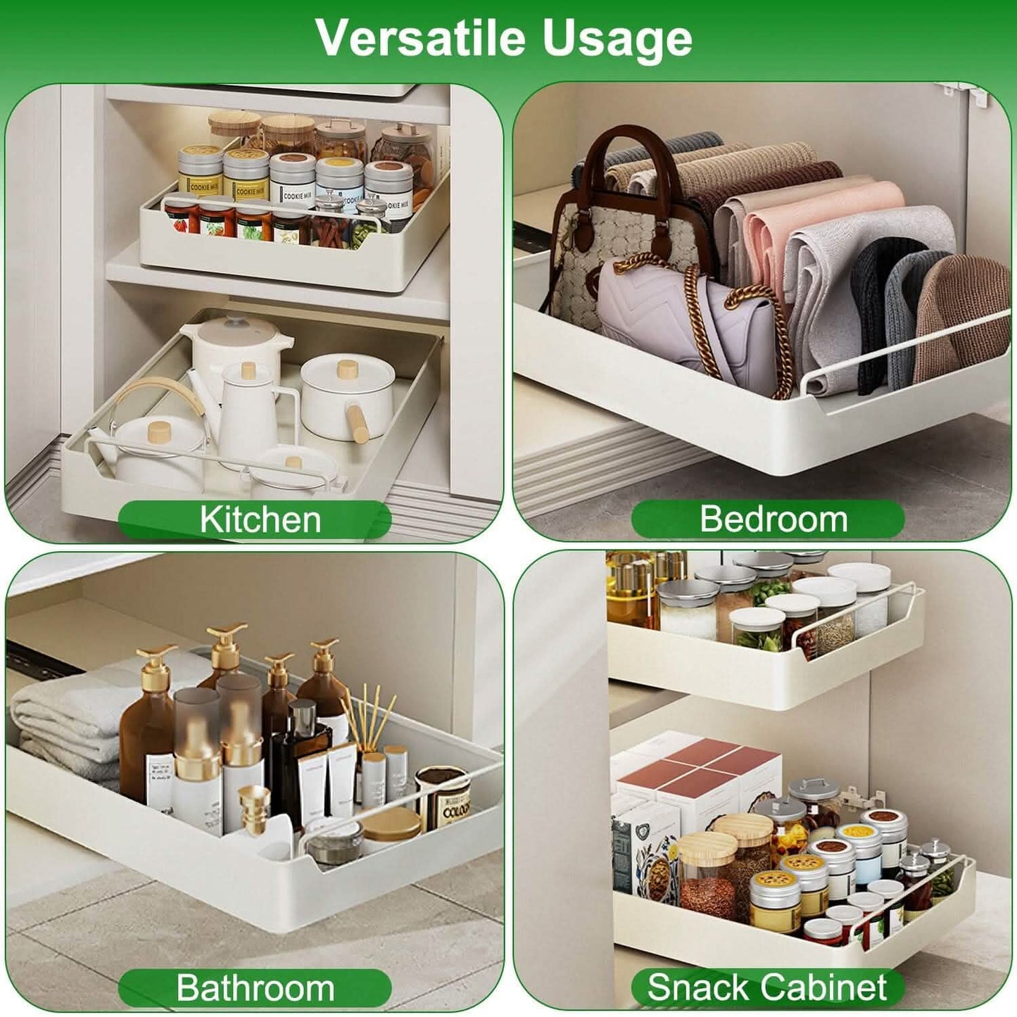 2-Pieces: Pull Out Cabinet Organizers