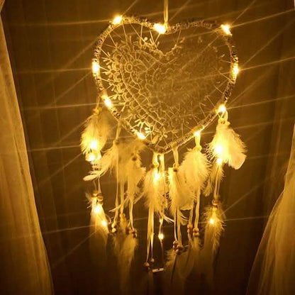 2-Pieces: Romantic LED Dream Catcher with Feather Dreamcatcher Night Light