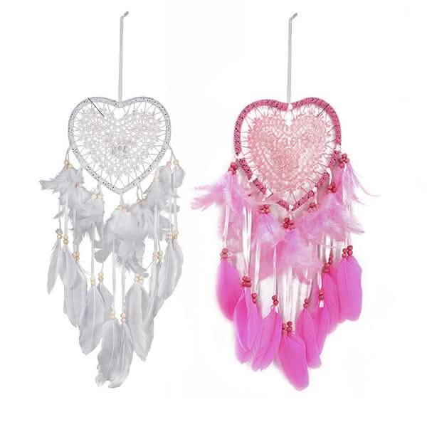 2-Pieces: Romantic LED Dream Catcher with Feather Dreamcatcher Night Light