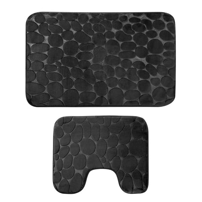 2-Pieces Set: Bathroom Rugs Luxury Flannel Non-Slip