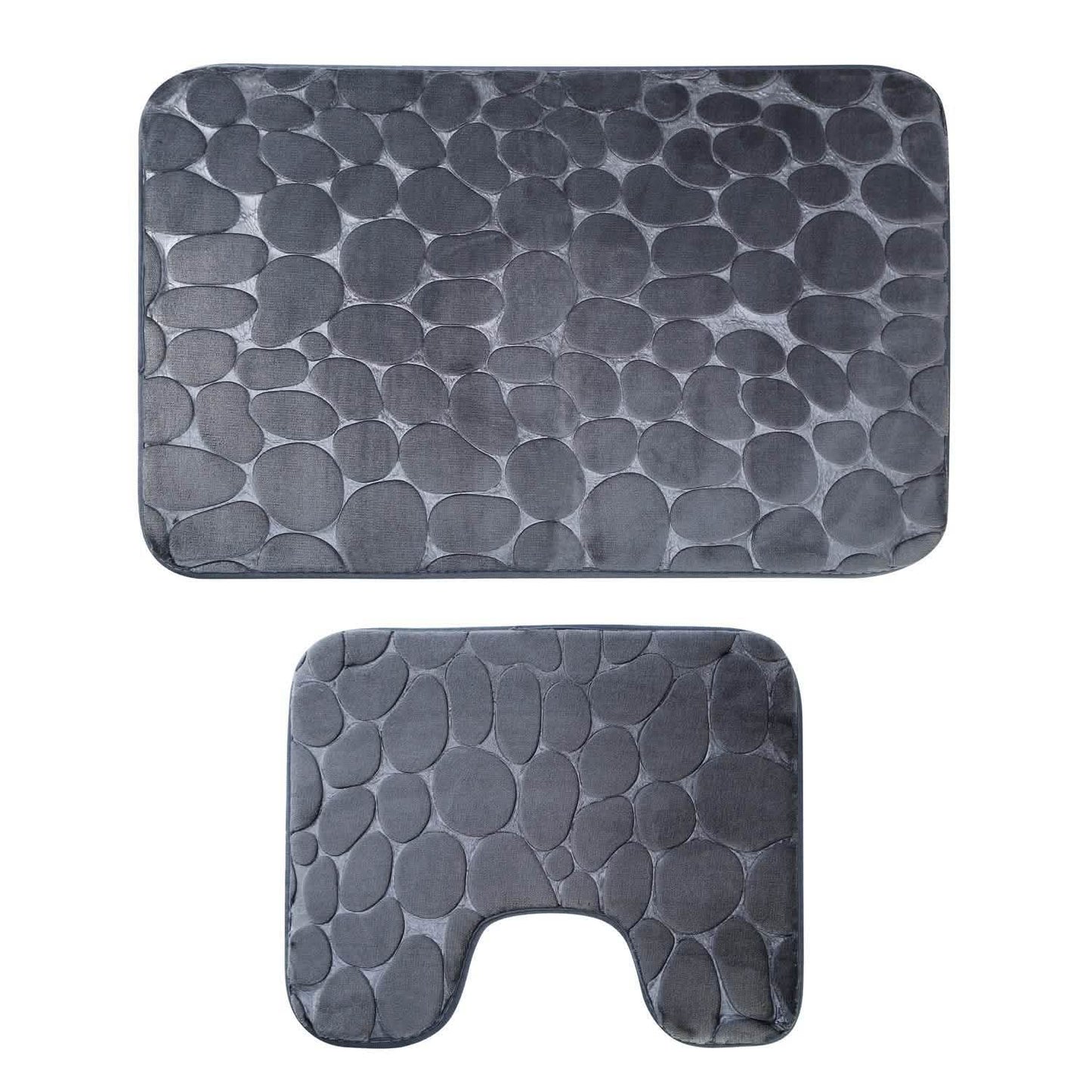 2-Pieces Set: Bathroom Rugs Luxury Flannel Non-Slip