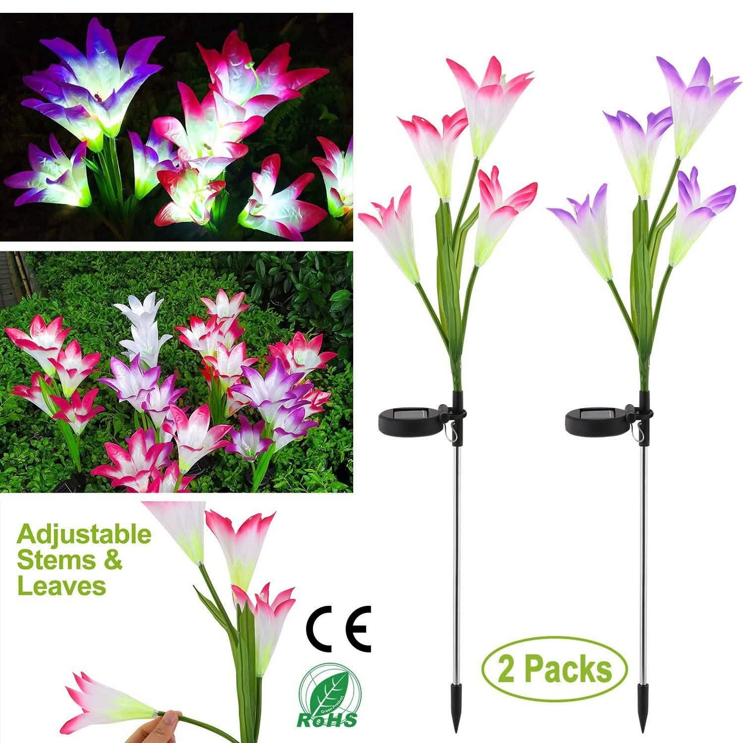 2-Pieces: Solar Garden Lights Outdoor