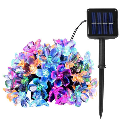 2-Pieces: Solar Power String Lights 50 LED Beads Fairy Sakura Flower