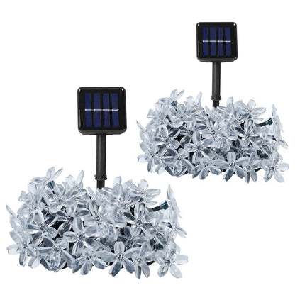 2-Pieces: Solar Power String Lights 50 LED Beads Fairy Sakura Flower