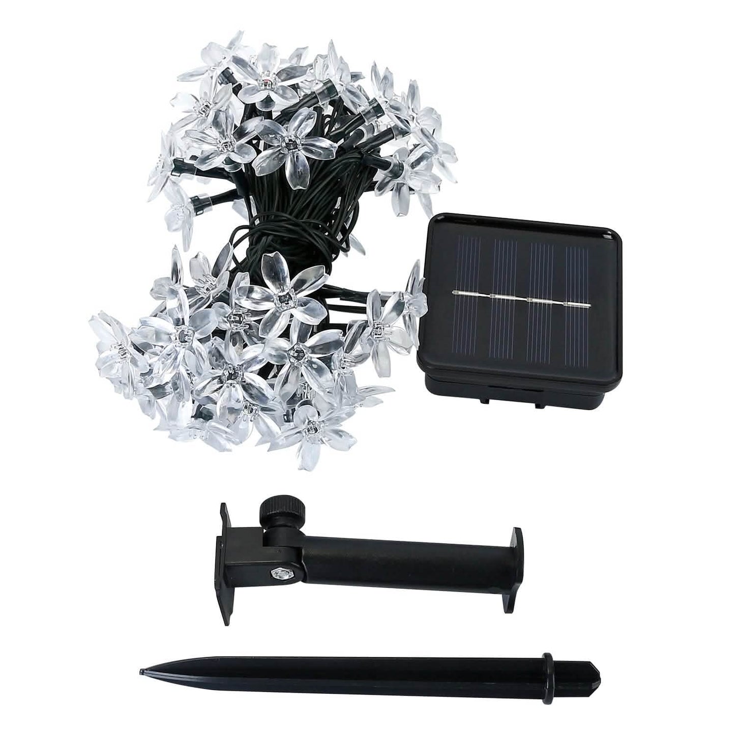 2-Pieces: Solar Power String Lights 50 LED Beads Fairy Sakura Flower
