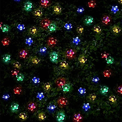 2-Pieces: Solar Power String Lights 50 LED Beads Fairy Sakura Flower