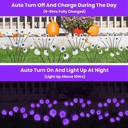 2-Pieces: Solar Scary Eyeball Lights Halloween Decoration Swaying Light
