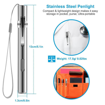 2-Pieces: Stainless Steel Flashlight Repair Water Resistant for Medical Students