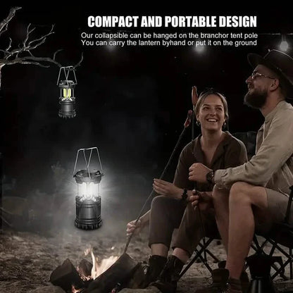 2-Pieces: Super Bright LED Camping Lantern - Portable and Collapsible Emergency Flashlight with Battery Power