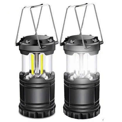 2-Pieces: Super Bright LED Camping Lantern - Portable and Collapsible Emergency Flashlight with Battery Power