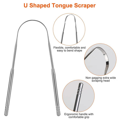 2-Pieces: Tongue Scraper Cleaner Stainless Steel