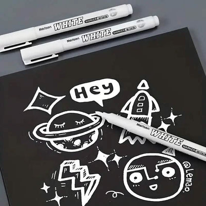 2-Pieces: White Marker Pen Alcohol Paint Oily Waterproof Tire Painting Graffiti Pens