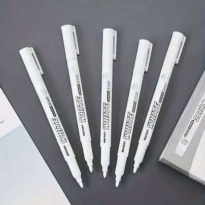 2-Pieces: White Marker Pen Alcohol Paint Oily Waterproof Tire Painting Graffiti Pens
