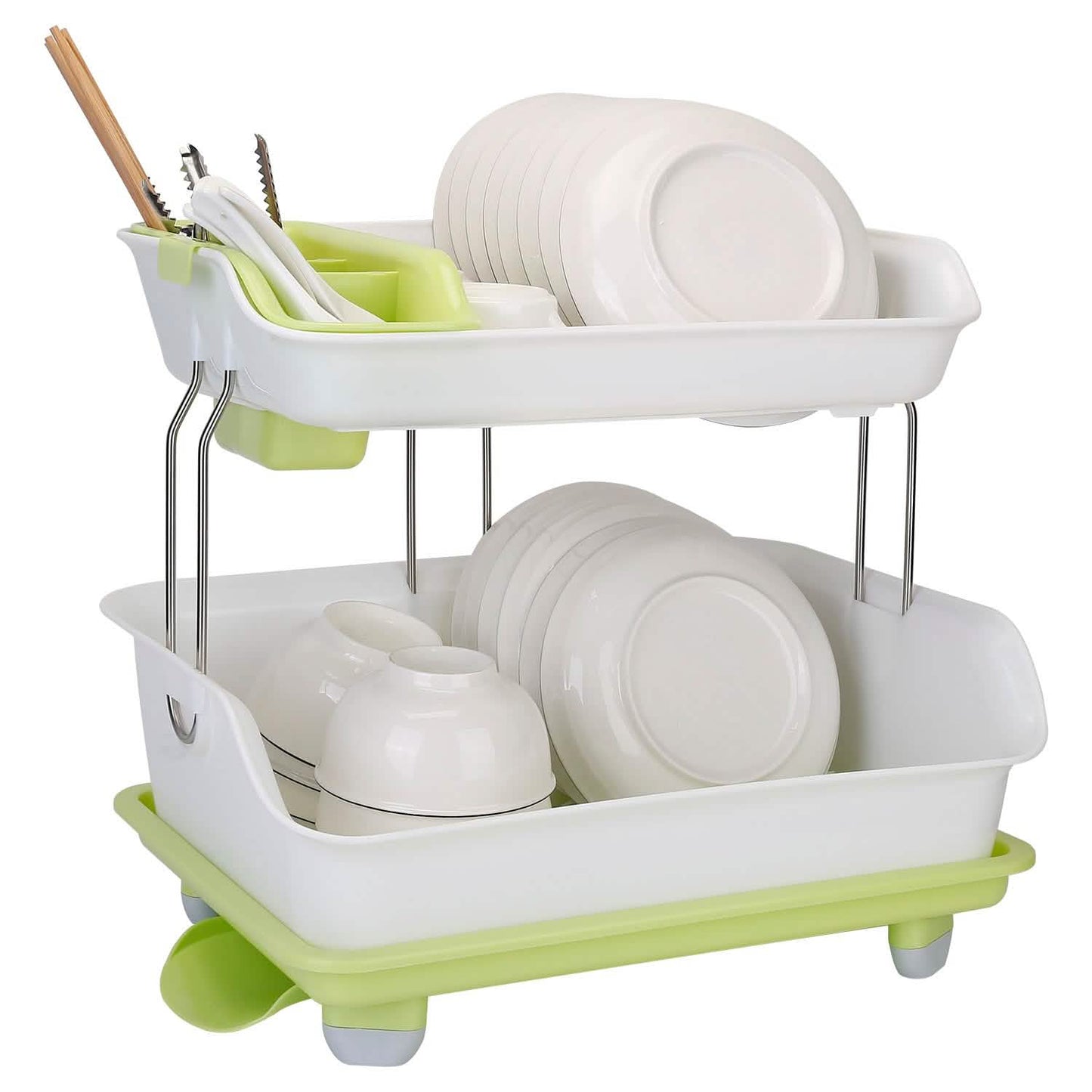 2-Tier Dish Drying Rack Cutlery Drainer
