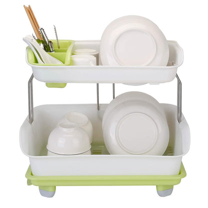 2-Tier Dish Drying Rack Cutlery Drainer