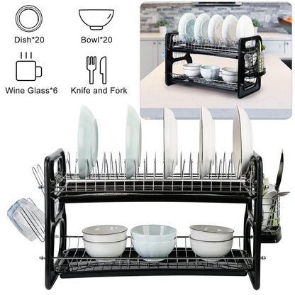 2-Tier Dish Drying Rack Drainboard Set