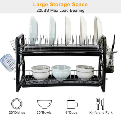 2-Tier Dish Drying Rack Drainboard Set