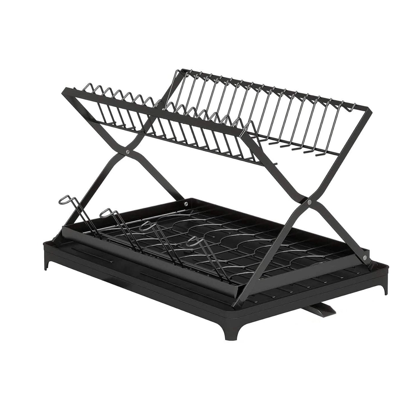 2-Tier Dish Drying Rack with Cup Holder and Drainboard