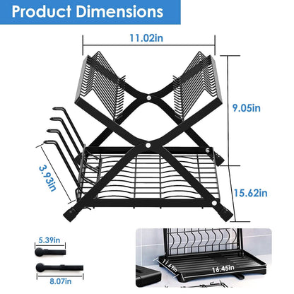 2-Tier Dish Drying Rack with Cup Holder and Drainboard