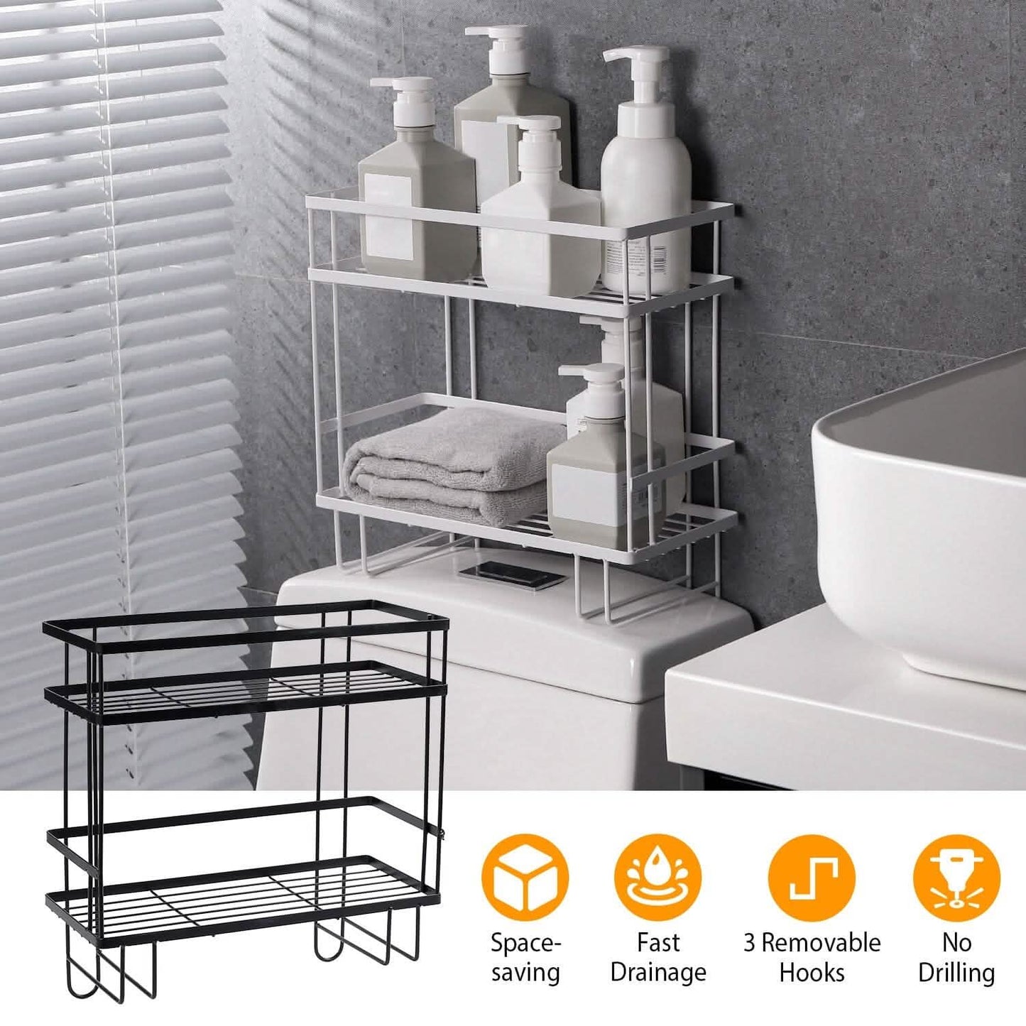 2-Tier Over the Toilet Storage Shelf Rack